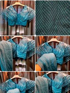 Teal Sequin Embellished Blouse Nd Saree