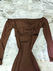 Brown Off Shoulder Bodycon Dress