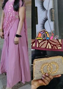 Indo western gown now with purse+ eyelashes 🔥😍