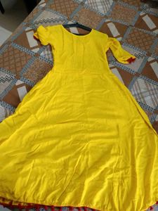 Yellow Embroidered Anarkali Kurti