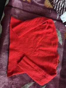 Red Knit Pullover Sweater