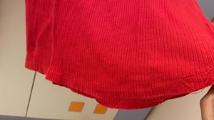 Red cotton ribbed Top