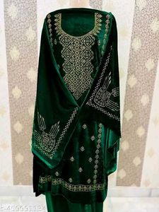 Elegant Embroidered Velvet Salwar Suit