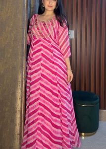 party wear Pink lehariya Ethnic Gown