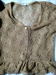 Embellished Brown Knit Top