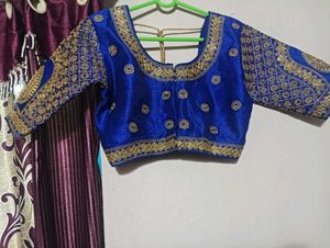 Royal Blue Embroidered Blouse