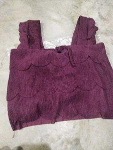 Purple Scalloped Crop Top