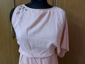 White Midi With Pink Long Layer Dress🎀🤍