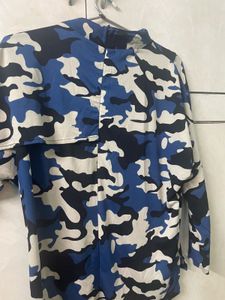 Blue Camo Print Top