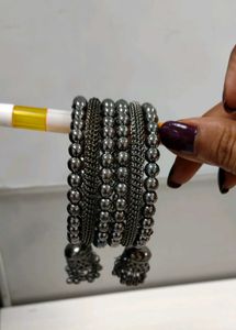 Silver &amp; Pearl Bangles Combo Of 3