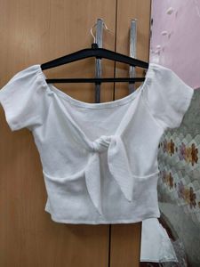 White Off-Shoulder Tie Top (CJ)