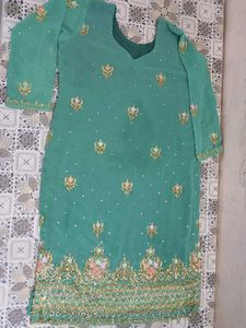 Teal Embellished Salwar Kameez