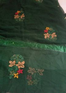 Green Embroidered Saree