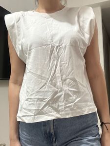 Zara Padded Shoulder Top