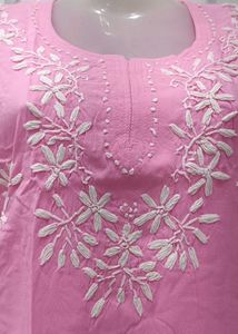 Pink Embroidered Cotton 2 combo kurti