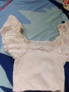 White Puff Sleeve Top