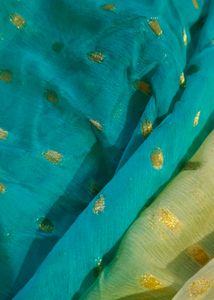 Green &amp; Gold Fabric with Trim