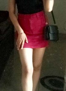 Red Denim Mini Skirt