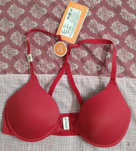 New 34 C Size Front Open Push Up Wired Medium Coverage Stylish Back Bra With Front Closure Sexy Lingerie- Lipstick Red 34C