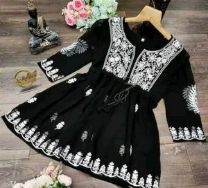 Embroidered Black Tunic Top