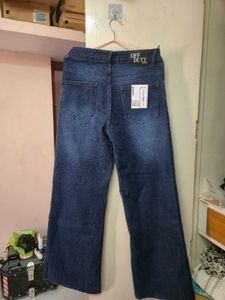 Twilight Blue Raw Hem Wide Leg Jeans