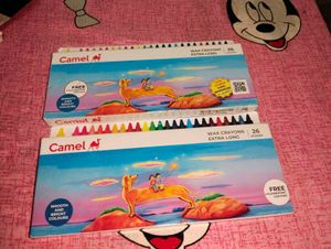 Camel Extra Long Wax Crayons 26 Shades Pack Of 2