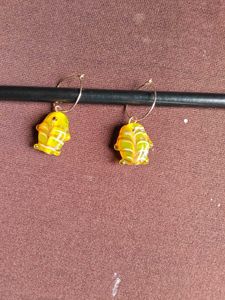 Glass Fish Huggie Earrings
