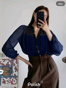 New With Tag Cute Frill Korean Blue Blouson
