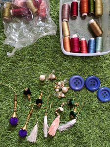 Beautiful Silk Thread Combo With Latkans Buttons