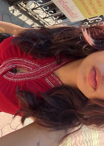 Red Halter Top Embellishment Beaded Y2k