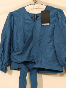 Blue Wrap Top