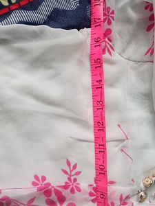 White &amp; Pink Flower Printed Beautiful Top For Girl
