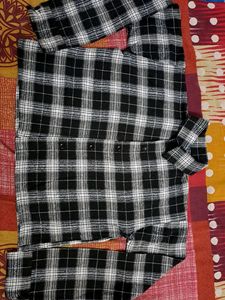 Black And White Striped Crop Shirt