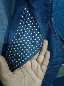 Denim Vest with Asymmetrical Zipper