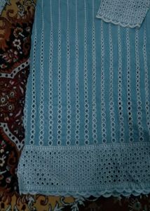Aqua Schiffli Embroidered Kurta