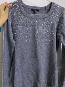 Women Sweater with Silver Work