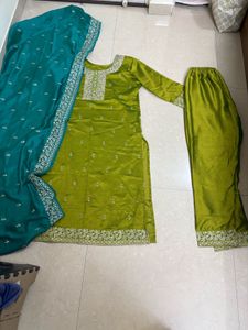 Green Embroidered Kurta Set