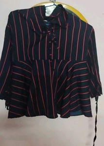 Striped Tie-Neck Dress