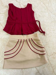 Girls' Red Top &amp; Skirt Set