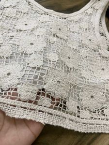 ZARA Girls White Crochet Top – Size 9Y (134cm)