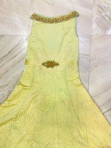 Lime Green Gown- Elegant Embroidery