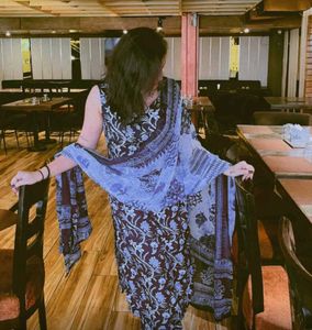 Blue Printed Kurti Set