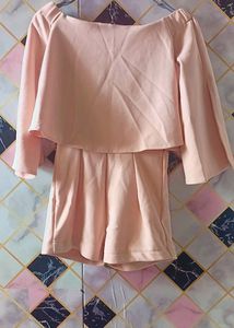 Womens / Girls Off Shoulder Beige Romper