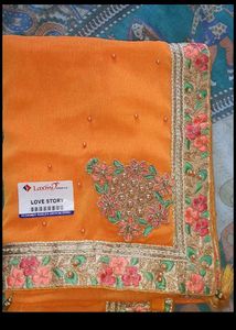 New Mustard Heavy Work Saree