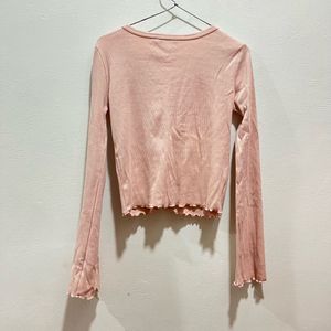 Nuon Westside Pink Ribbed Long Sleeve Top
