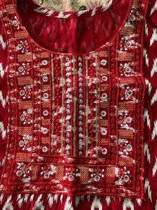 Red Embroidered Kurta