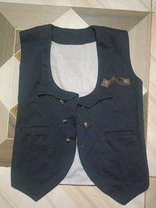 Vintage Navy Vest with Embellishment