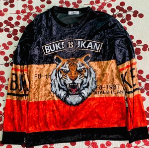 Tiger Print Velvet Top