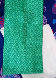 Green Chikan Work Kurta Pajama Set for men