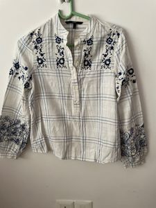 Vero Moda White and Blue Motif Shirt